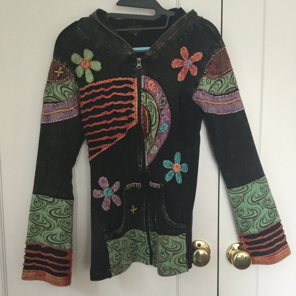 100%Cotton Embroidered Patch Hoodie